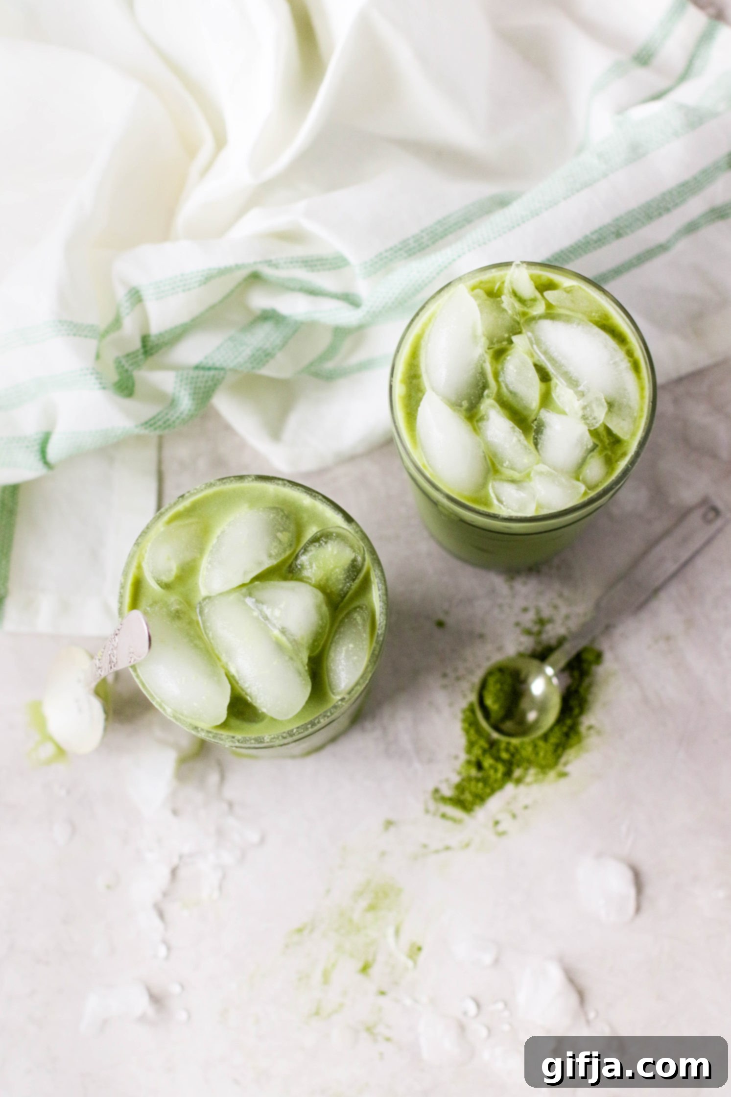 Enjoying Iced Almond Milk Matcha Latte