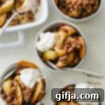 Wholesome Gluten-Free Apple Breakfast Bake 7 Delicious Baked Breakfast Apple Crisp, gluten-free and vegan, ready for serving.