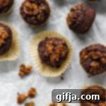 Decadent Chocolate Fig Hazelnut Bites 8 A small stack of Chocolate Fig Hazelnut Mini Muffins