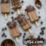 Decadent Chocolate Fudge Pops 8 A finished chocolate dipped fudgsicle with coconut and chocolate shavings on top