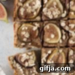 Figgy Morning Bars 13 Stacked Fig Newton Breakfast Bars with fresh figs elegantly scattered around, showcasing their delightful appearance.