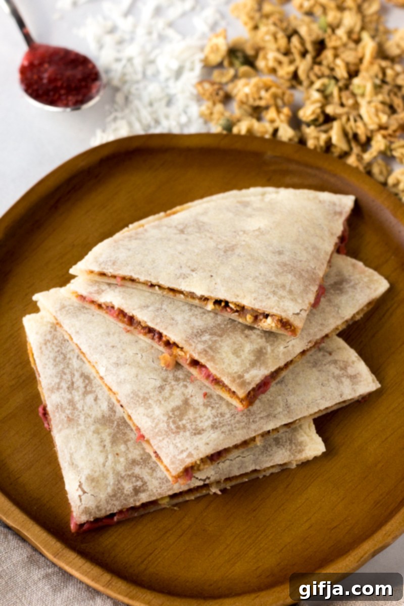 Nut Butter and Jam Breakfast Quesadilla 13 Nut Butter & Jam Breakfast Quesadilla by Flora & Vino