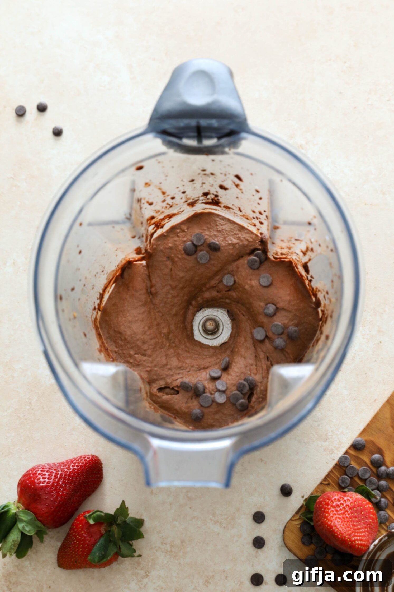 Vegan Brownie Batter Dip blended in Vitamix by Flora & Vino