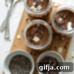 Velvety Cacao Chip Chia Pudding 13 Blended Cacao Chip Chia Pudding in a jar
