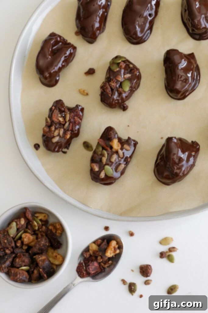Berry Chocolate Date Indulgence 10 Chocolate Strawberry Covered Dates process photo by Flora & Vino