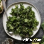 Zesty Maple Roasted Kale 12 Lime Maple Roasted Kale on a plate