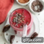 Velvet Vigor Shake 13 Thumbnail image of the Red Velvet Protein Shake served in a glass with a straw