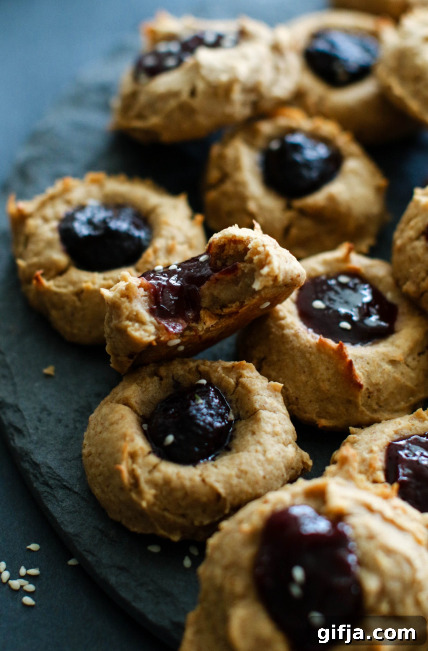 PB Jam 'N' Yam Thumbprint Cookies by Flora & Vino 
