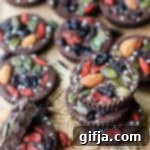 Energizing Maca Chocolate Cups 10 Superfood Chocolate Maca Cups on a wooden board