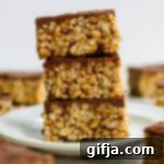 Decadent SunButter Chocolate Crunch Bars 8 Stacked Chocolate SunButter Rice Crispy Treats