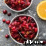 Festive Cranberry Orange Sauce 10 Thumbnail image of delicious homemade Orange Cranberry Sauce.