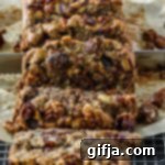 Rich Tahini Date Nut Loaf 9 Sliced Tahini Date Nut Bread with dates and walnuts visible