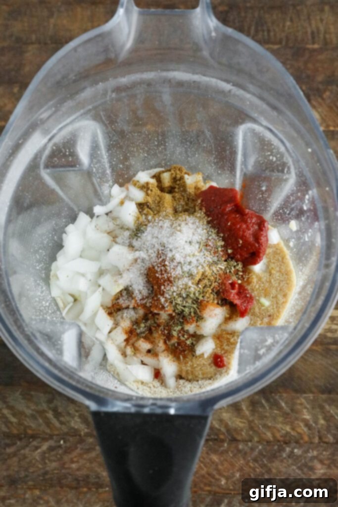 ingredients for vegan bratwurst in blender